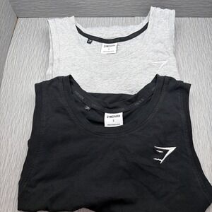 Gymshark Tank Tops 2 Pack Men's Small Gray Black Workout Sleeveless Gym